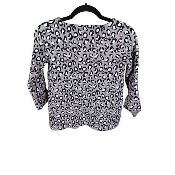 Tahari Leopard Sweater Animal Print Cuffed Sleeves Size XS - Picture 2 of 5